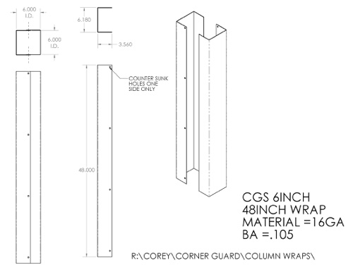 Drawing - Square Column Cover - Stainless Steel