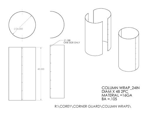 Drawing - Round Column Cover - Stainless Steel